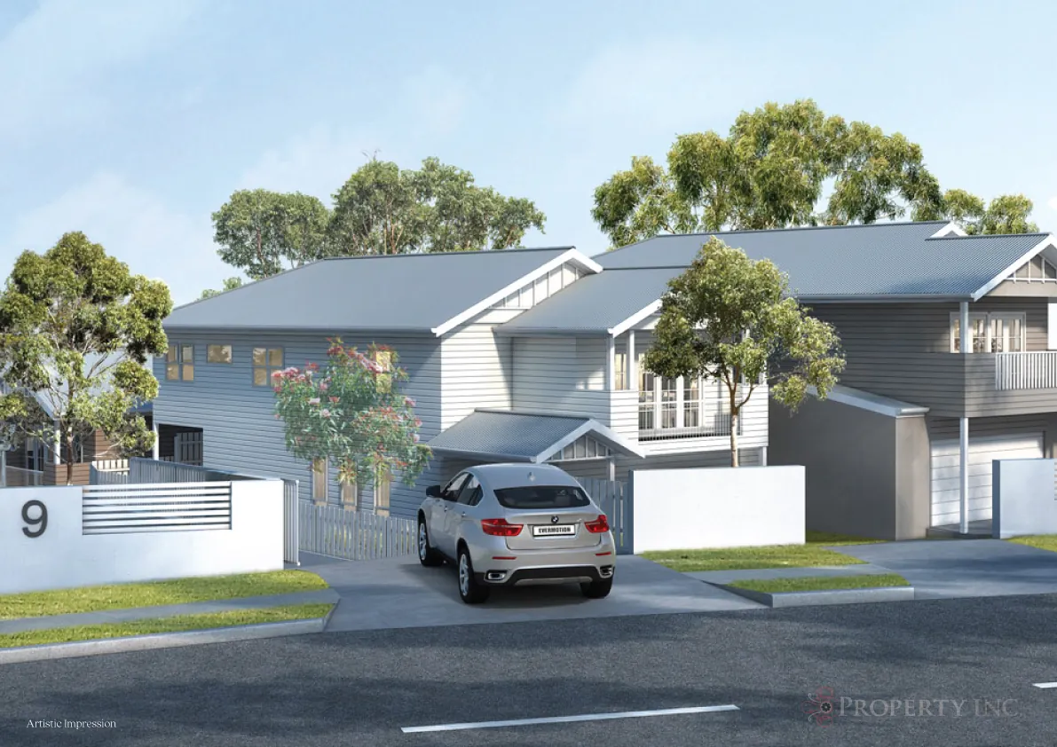 Ganraya — Hamptons terrace home facade at 9 Henderson Road, Everton Hills