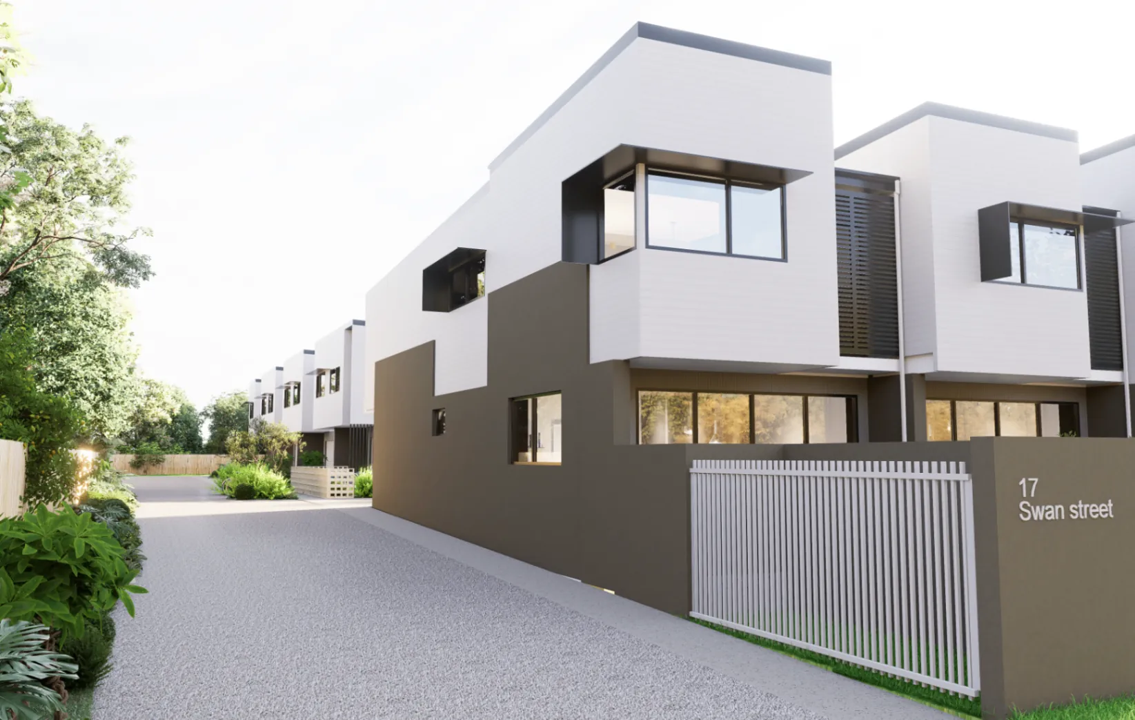 SAVI streetscape entry with 17 Swan Street signage