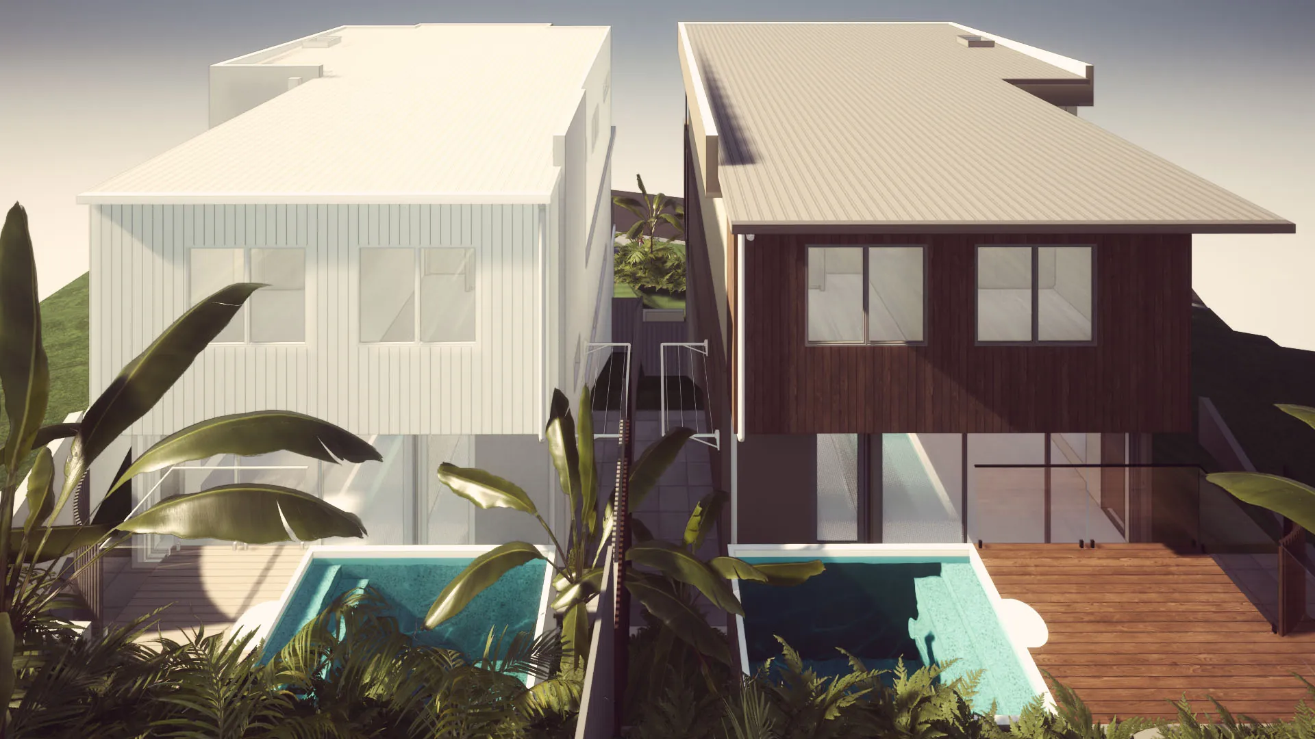 Shiv & Shakti rear elevation with private pools and alfresco