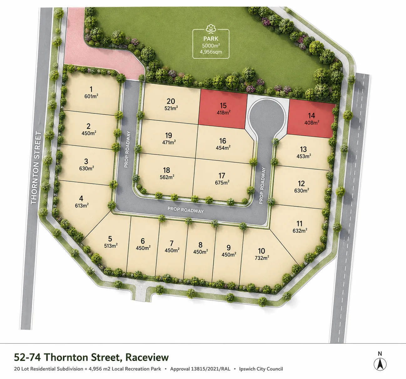 Soham — approved marketing plan for 52-74 Thornton Street, Raceview
